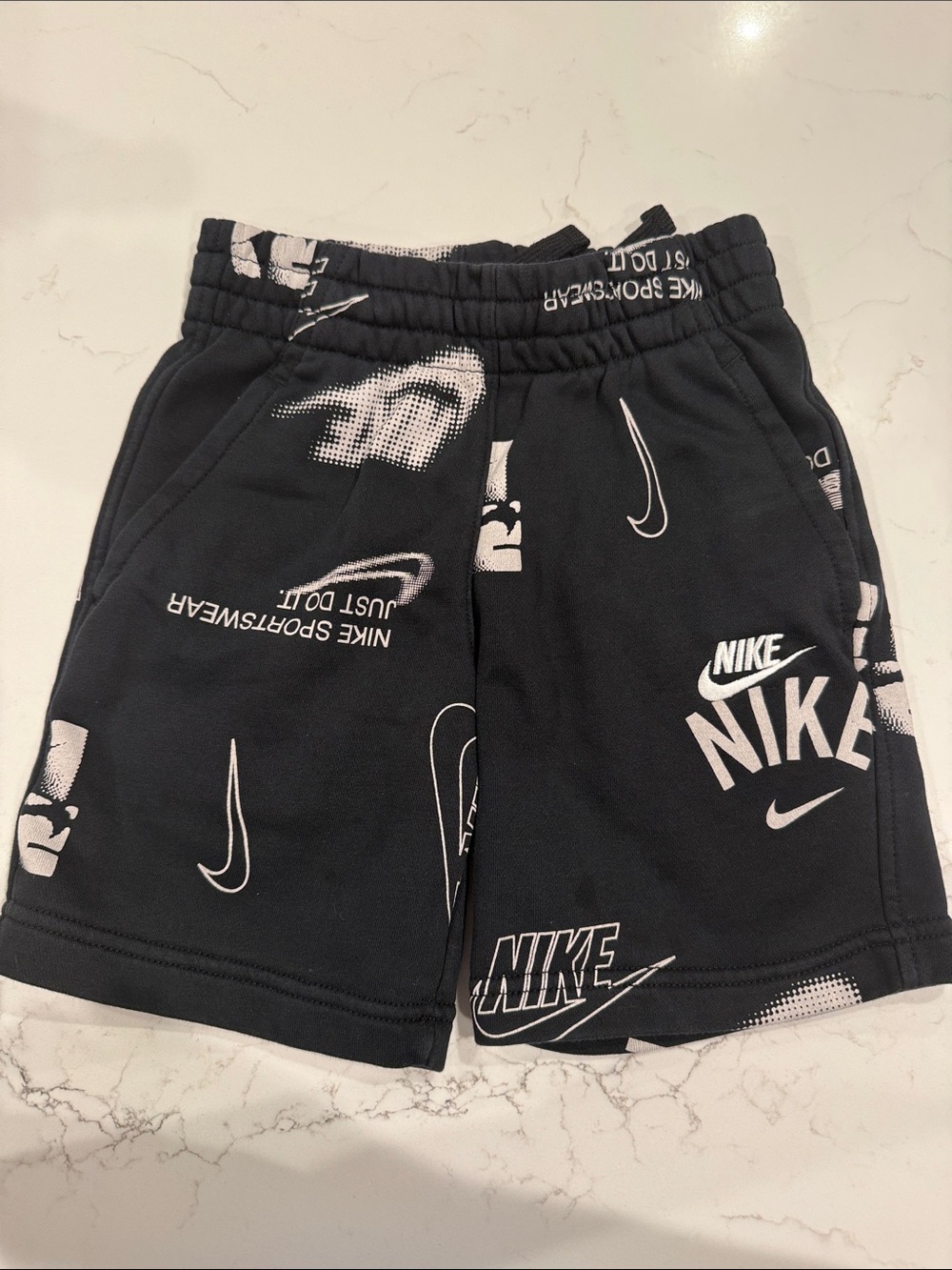 Nike Black Shorts with White Logo Print